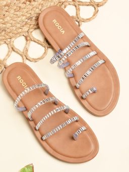 ROCIA - By Regal Silver Women Stylish Diamante Studded Flats