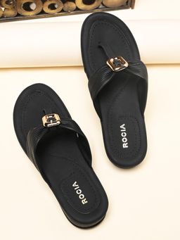 ROCIA - By Regal Black Women Comfort Sandals