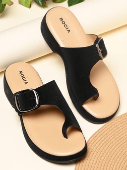 ROCIA - By Regal Black Women One Toe Stylish Sandal Heels