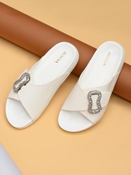 ROCIA - By Regal White Women Buckled Stylish Sandals