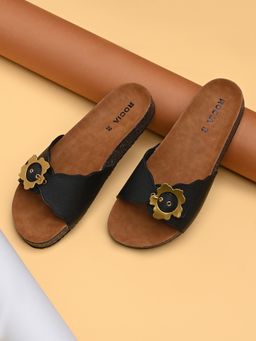 ROCIA - By Regal Black Women Buckled Flats