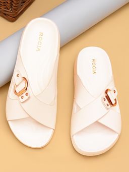 ROCIA - By Regal White Women Buckled Stylish Sandals