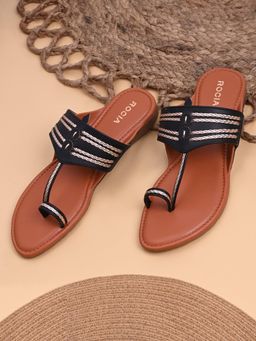 ROCIA - By Regal Black Women Stylish Flat Kolhapuris