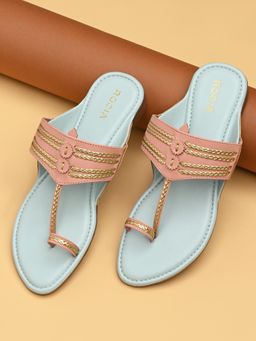 ROCIA - By Regal Pink Women Stylish Flat Kolhapuris