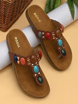 ROCIA - By Regal Tan Women Stone Embellished Sandals