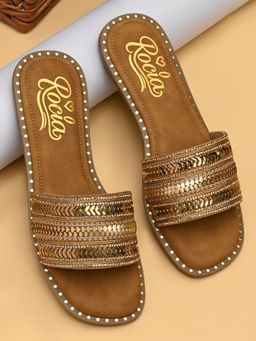 ROCIA - By Regal Antique Gold Women Pretty Embellished Flats