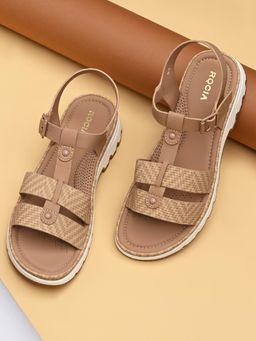 ROCIA - By Regal Beige Women T-Strap Flat Sandal Heels