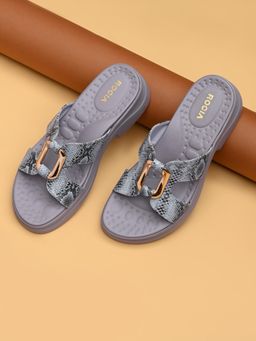ROCIA - By Regal Grey Women Snake Skin Funky Sandal Heels