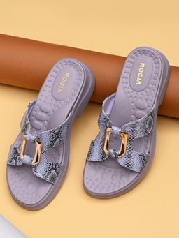 ROCIA - By Regal Purple Women Snake Skin Funky Sandal Heels