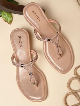 ROCIA - By Regal Rose Gold Women Diamond Studded Sandal Heels