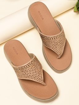 ROCIA - By Regal Beige Women Diamante Studded Comfort Wedges Heels