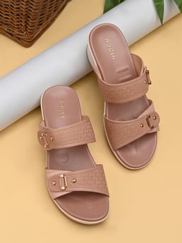 ROCIA - By Regal Khaki Women Embossed Comfort Wedge Heels