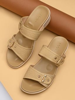 ROCIA - By Regal Brown Women Embossed Comfort Wedge Heels