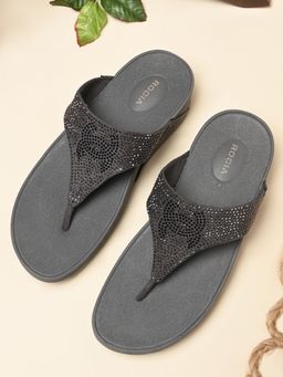 ROCIA - By Regal Grey Women Diamond Studded Comfort Wedges Heels