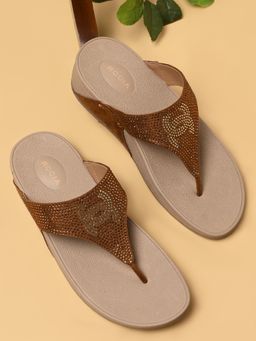 ROCIA - By Regal Tan Women Diamond Studded Comfort Wedges Heels