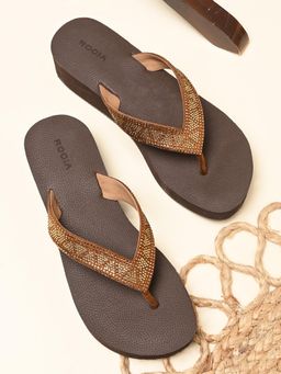 ROCIA - By Regal Brown Women Diamond Studded Sandal Heels