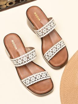 ROCIA - By Regal White Women Laser Cut Wedges Heels