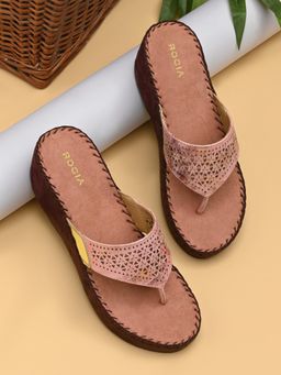 ROCIA - By Regal Rose Gold Women Comfort Laser Cut Sandal Heels