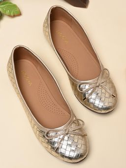 ROCIA - By Regal Gold Women Woven Metallic Ballerina