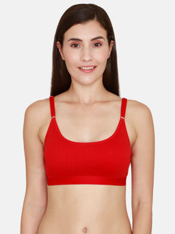 Zivame - Coucouc Essentials Single Layered Non-Wired Medium Coverage Slip On Bra -Barbados Cherry
