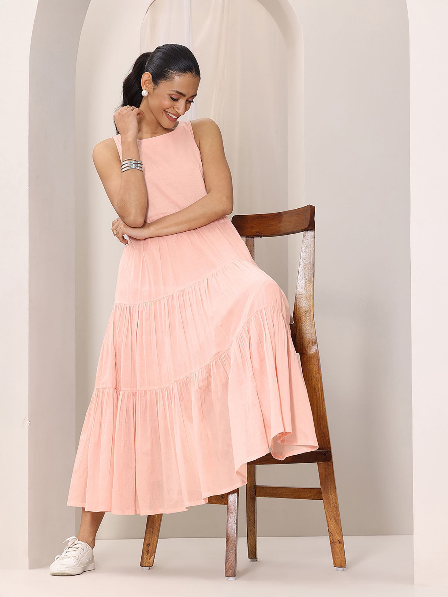 libas Peach Fit and Flared Solid Dress-picture-13