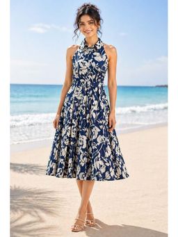 GULABiDRESS - Women's Halter Neck Midi Dress With Belt
