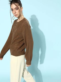 STREET 9 - Brown Acrylic Sweater