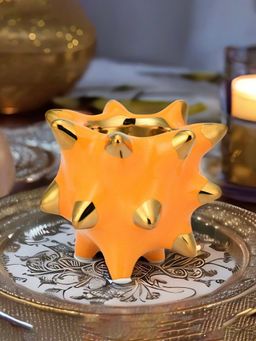 At Home by Nilkamal - Spikes Votive Candle Holder Mustard