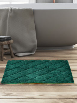 At Home by Nilkamal - Diamond Polyester 50 x 80 cm Anti Skid Bath Mat (Green)