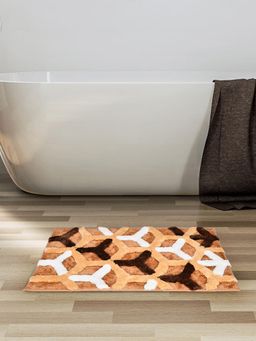 At Home by Nilkamal - Ariana Abstract Polyester 50 x 80 cm Anti Skid Bath Mat (Brown)