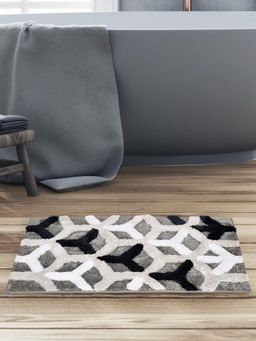 At Home by Nilkamal - Ariana Abstract Polyester 50 x 80 cm Anti Skid Bath Mat (Grey)
