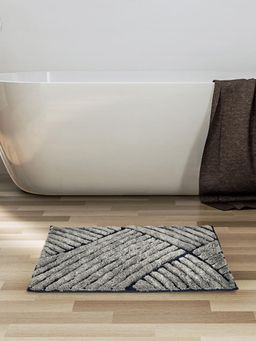 At Home by Nilkamal - Abstract Polyester 40 x 60 cm Anti Skid Bath Mat (Grey)