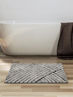 At Home by Nilkamal - Abstract Polyester 50 x 80 cm Anti Skid Bath Mat (Grey)