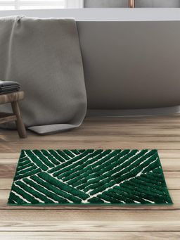 At Home by Nilkamal - Abstract Polyester 40 x 60 cm Anti Skid Bath Mat (Green)