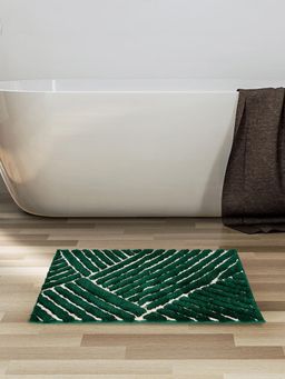At Home by Nilkamal - Abstract Polyester 50 x 80 cm Anti Skid Bath Mat (Green)