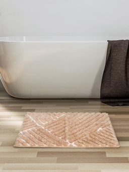 At Home by Nilkamal - Abstract Polyester 40 x 60 cm Anti Skid Bath Mat (Brown)