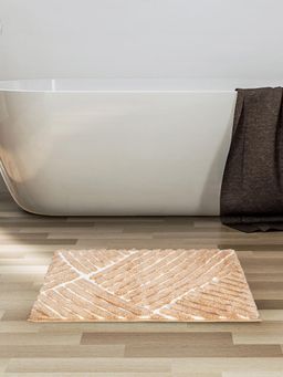At Home by Nilkamal - Abstract Polyester 50 x 80 cm Anti Skid Bath Mat (Brown)