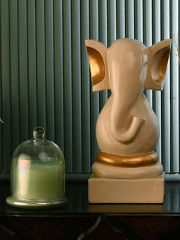 At Home by Nilkamal - Vighnaharta Ganesha Polyresin Showpiece (Cream & Gold)