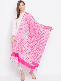 Clora Creation - Pink Net Dupatta with Golden Sequin