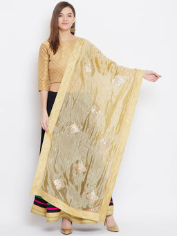 Clora Creation - Beige Gotta Patti Silk Dupatta