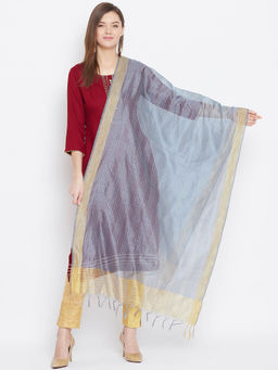Clora Creation - Blue Striped Tissue Silk Dupatta