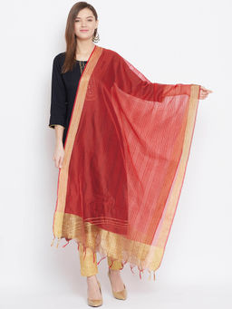 Clora Creation - Red Striped Tissue Silk Dupatta