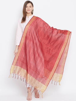 Clora Creation - Maroon Striped Tissue Silk Dupatta