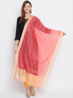 Clora Creation - Pink Striped Tissue Silk Dupatta