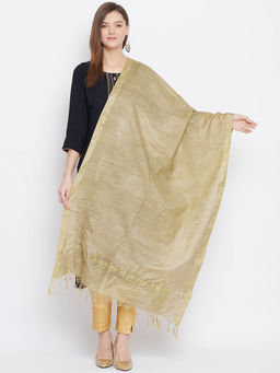 Clora Creation - Beige Solid Tussar Silk Dupatta