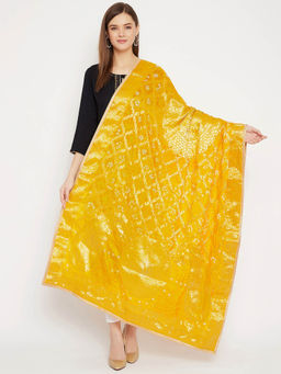 Clora Creation - Yellow Printed Design Banarasi Bandhej Dupatta