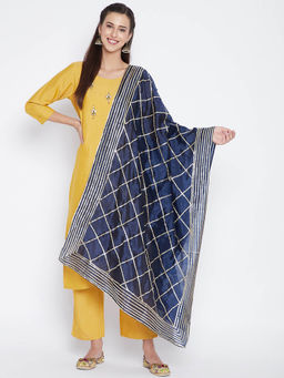 Clora Creation - Navy Blue Gotta Patti Silk Blend Dupatta