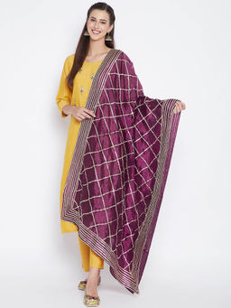 Clora Creation - Purple Gota Patti Silk Blend Dupatta