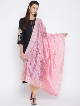 Clora Creation - Pink Gota Patti Silk Blend Dupatta