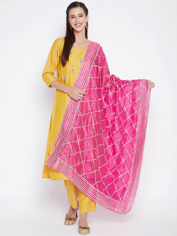 Clora Creation - Pink Gota Patti Silk Blend Dupatta